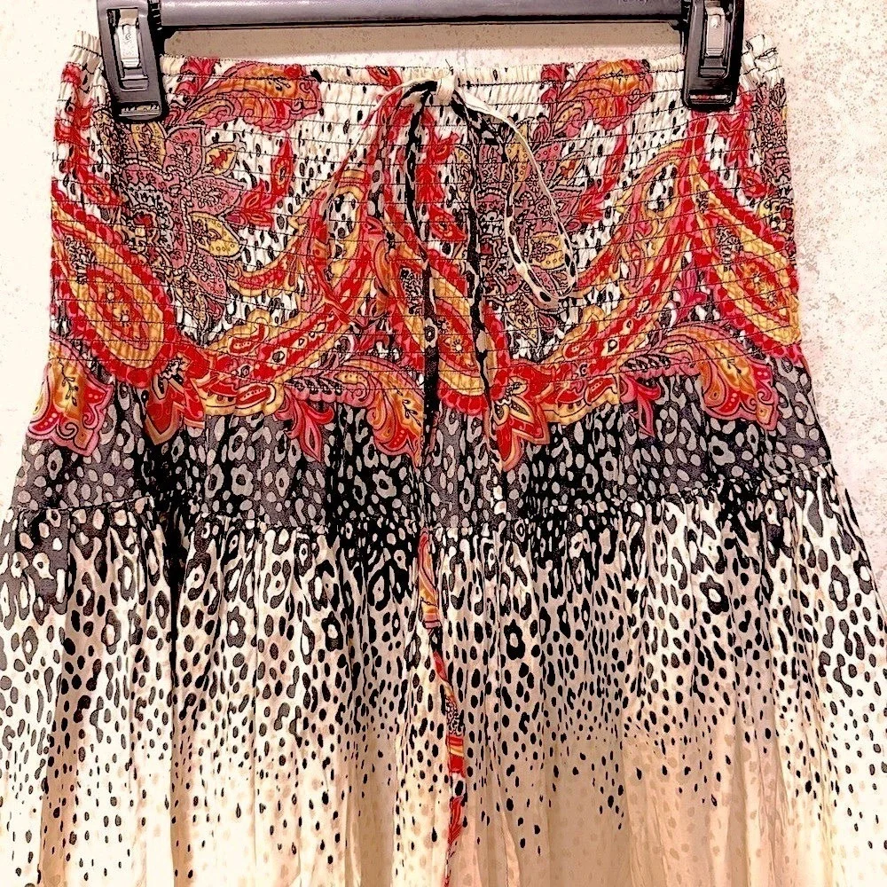 LAPIS M WOMENS COLORFUL BOHO‎ WESTERN FESTIVAL PAISLEY PRINT TIERED MAXI SKIRT - Picture 3 of 7